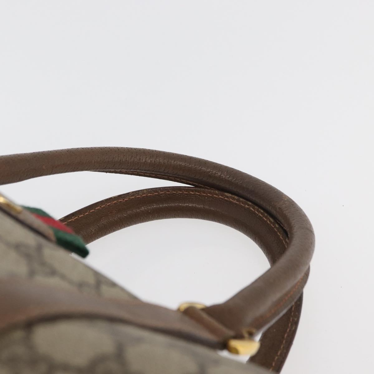 GUCCI GG Supreme Web Sherry Line Hand Bag PVC Beige Red 39 02 007 Auth 180049
