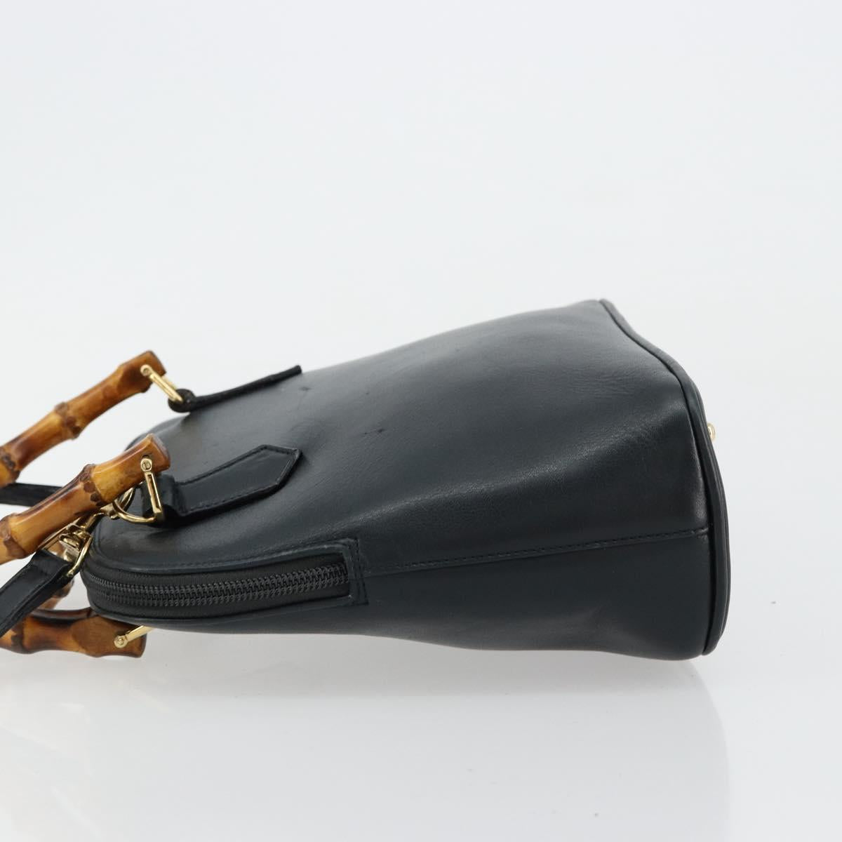 GUCCI Bamboo Hand Bag Leather 2way Green Gold 000 1274 0290 Auth 180052