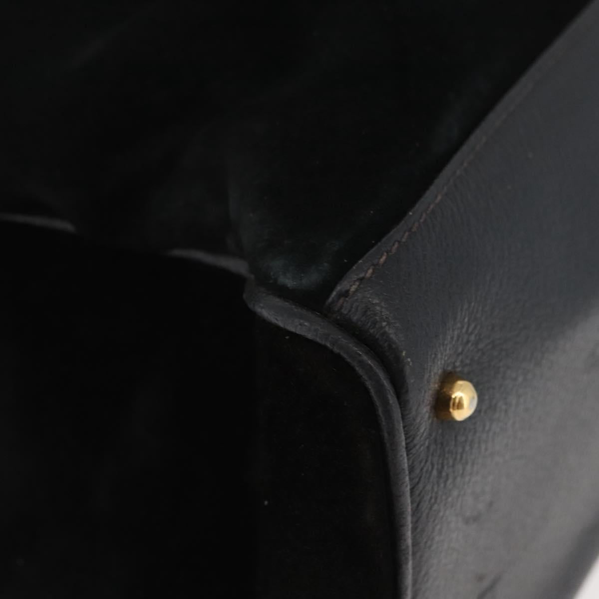 GUCCI Bamboo Tote Bag Suede Black Gold Auth 180053