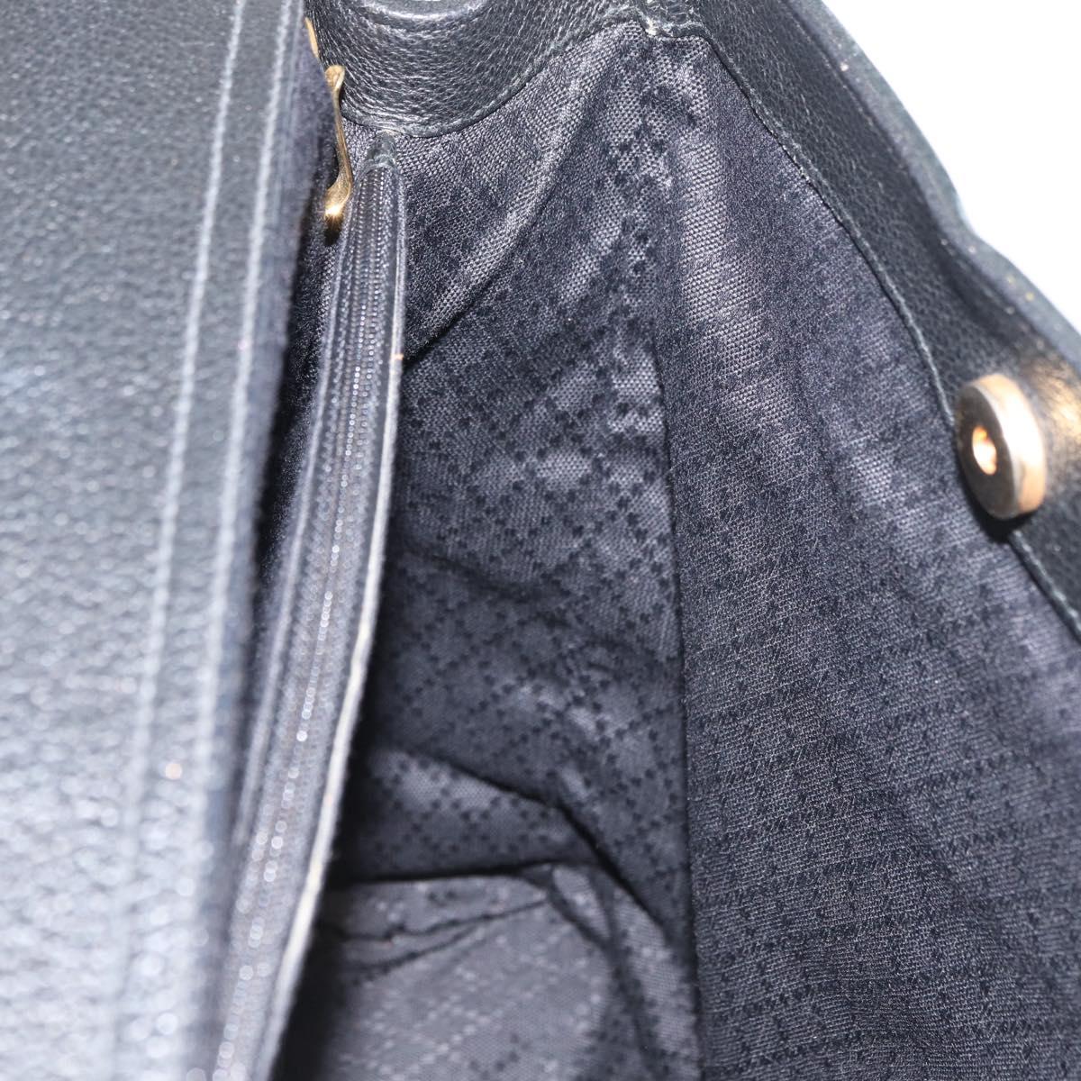 GUCCI Bamboo Tote Bag Suede Black Gold Auth 180053