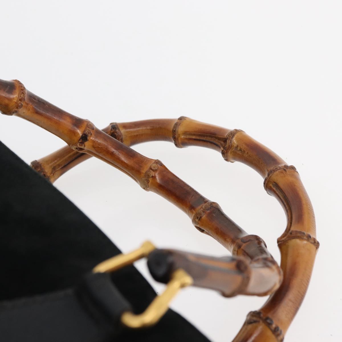 GUCCI Bamboo Tote Bag Suede Black Gold Auth 180053