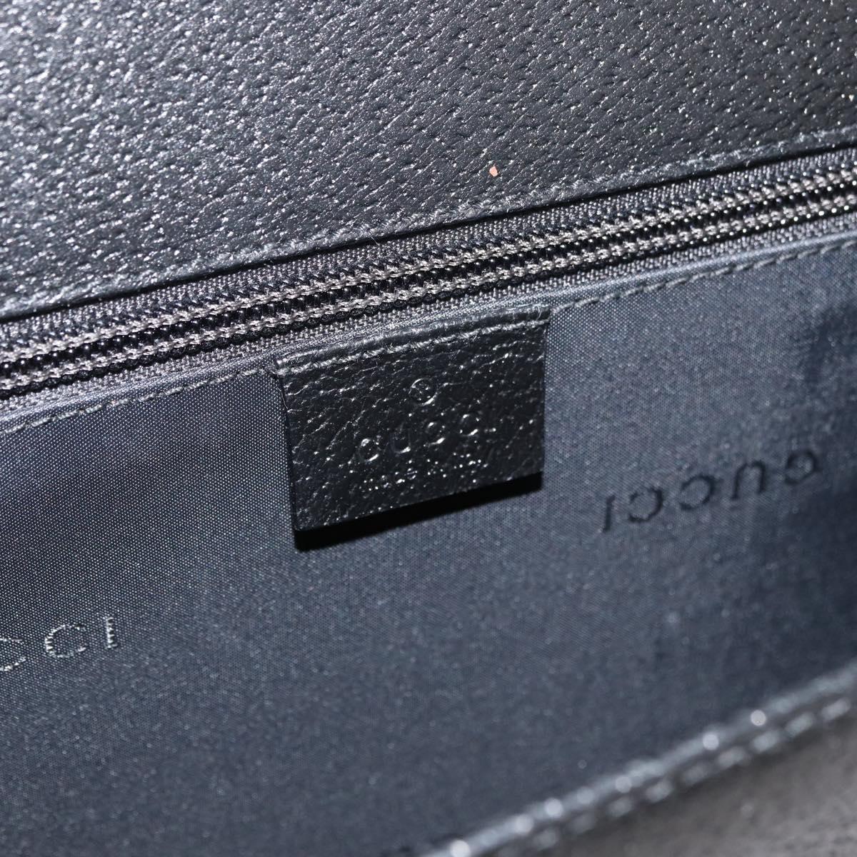 GUCCI Business Bag Leather Black Silver 015 0235 Auth 180056