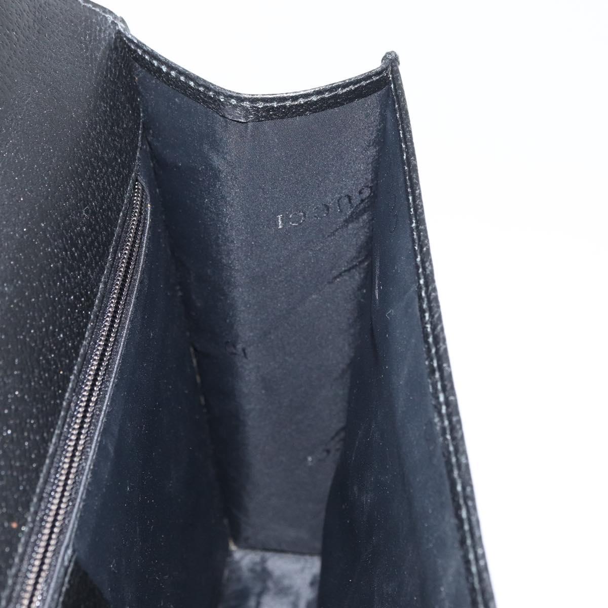 GUCCI Business Bag Leather Black Silver 015 0235 Auth 180056