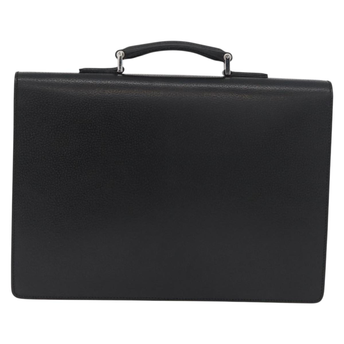 GUCCI Business Bag Leather Black Silver 015 0235 Auth 180056