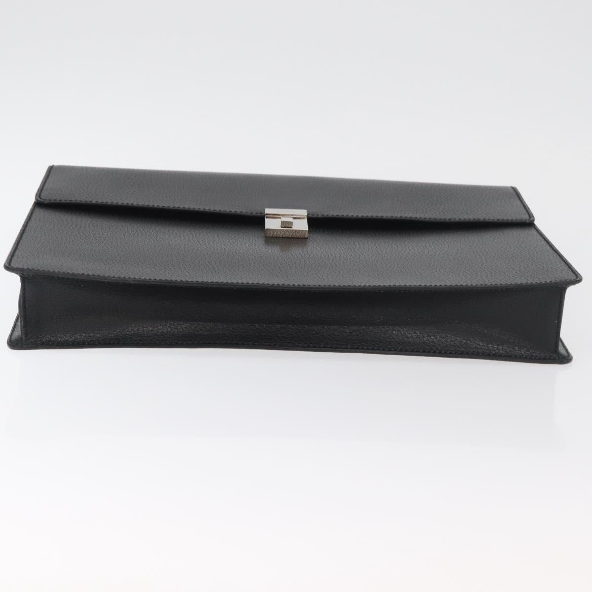 GUCCI Business Bag Leather Black Silver 015 0235 Auth 180056