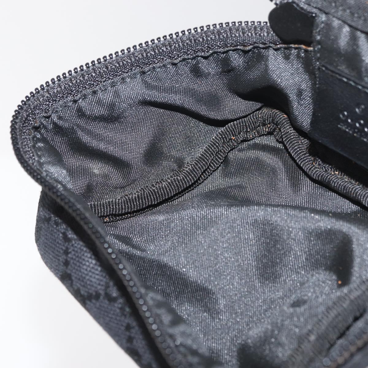 GUCCI GG Canvas Purse Pouch Black Silver 039 1054 Auth 180058