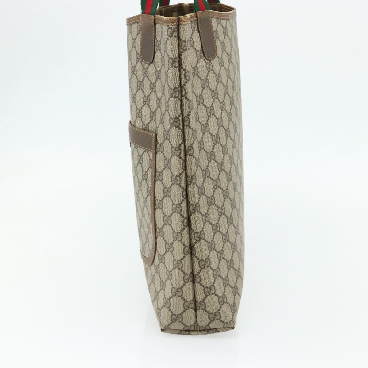 GUCCI GG Supreme Web Sherry Line Tote Bag PVC Beige Red 40 02 003 Auth 180061