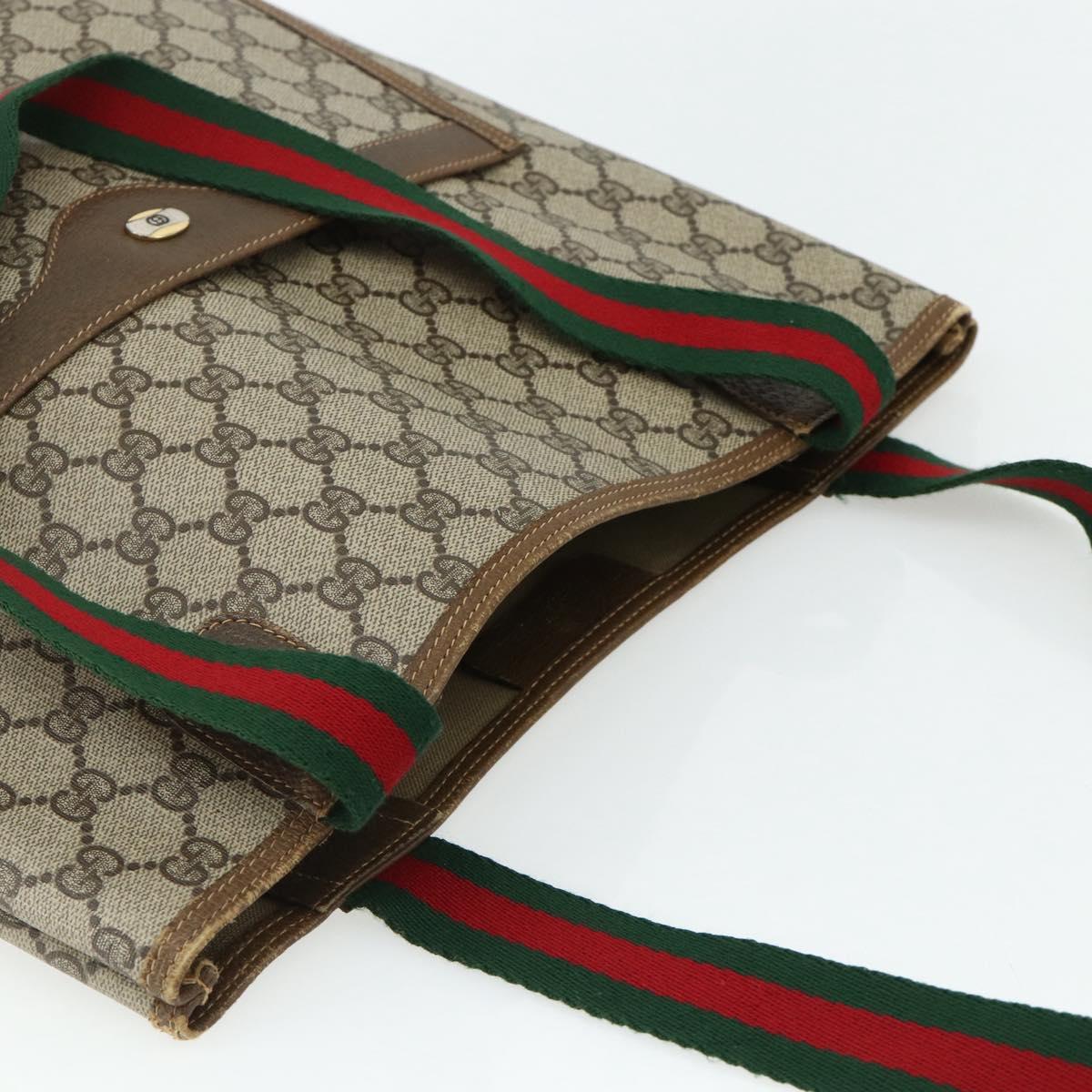GUCCI GG Supreme Web Sherry Line Tote Bag PVC Beige Red 40 02 003 Auth 180061