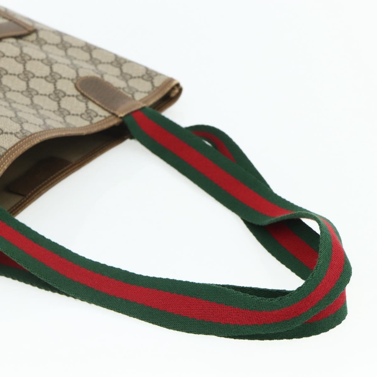 GUCCI GG Supreme Web Sherry Line Tote Bag PVC Beige Red 40 02 003 Auth 180061