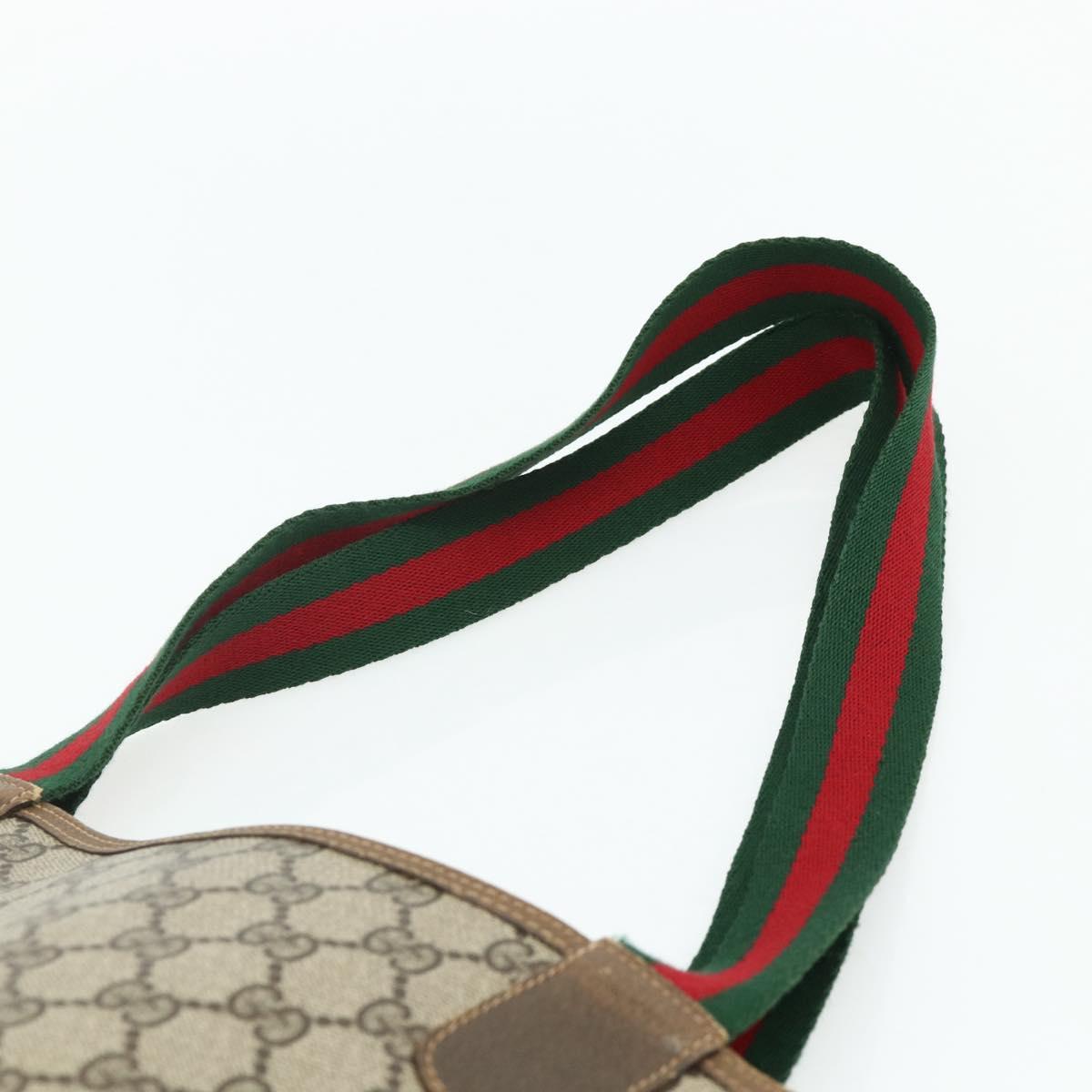 GUCCI GG Supreme Web Sherry Line Tote Bag PVC Beige Red 40 02 003 Auth 180061