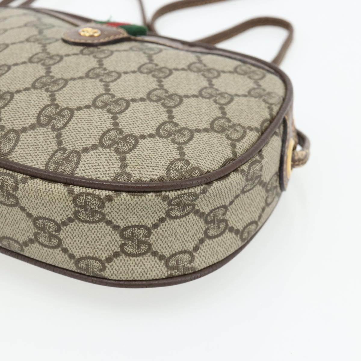 GUCCI GG Supreme Web Sherry Line Shoulder Bag PVC Beige Gold Auth 180062