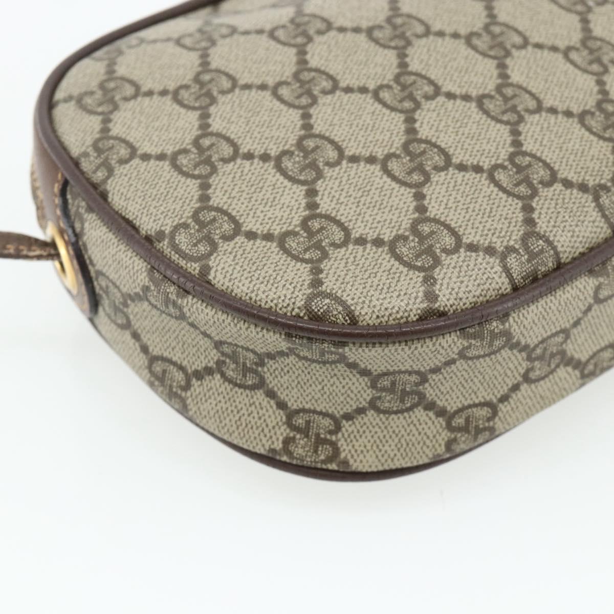 GUCCI GG Supreme Web Sherry Line Shoulder Bag PVC Beige Gold Auth 180062