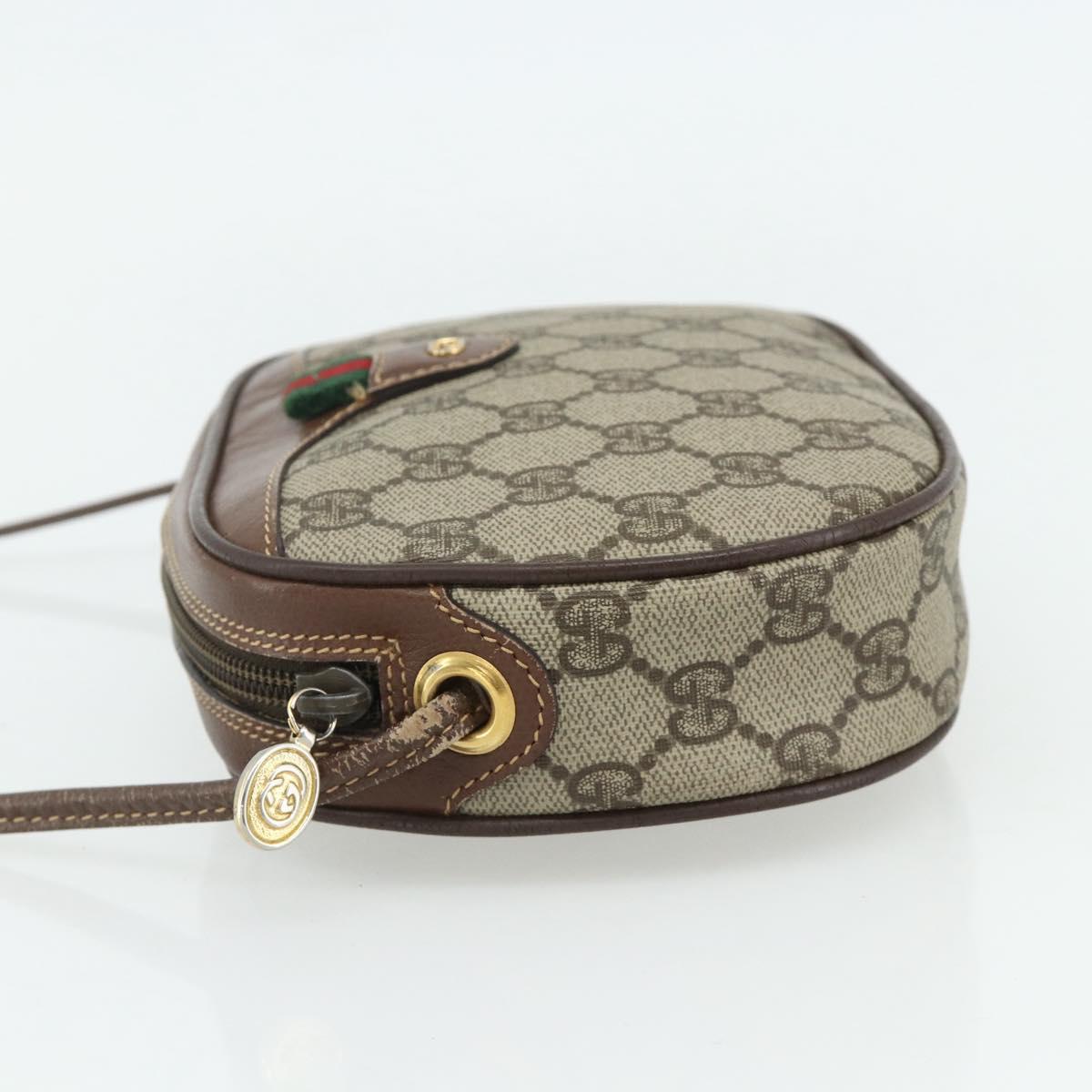 GUCCI GG Supreme Web Sherry Line Shoulder Bag PVC Beige Gold Auth 180062