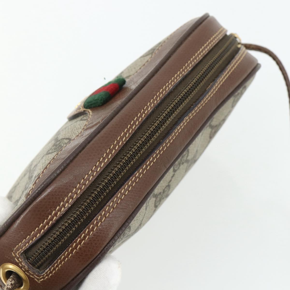 GUCCI GG Supreme Web Sherry Line Shoulder Bag PVC Beige Gold Auth 180062