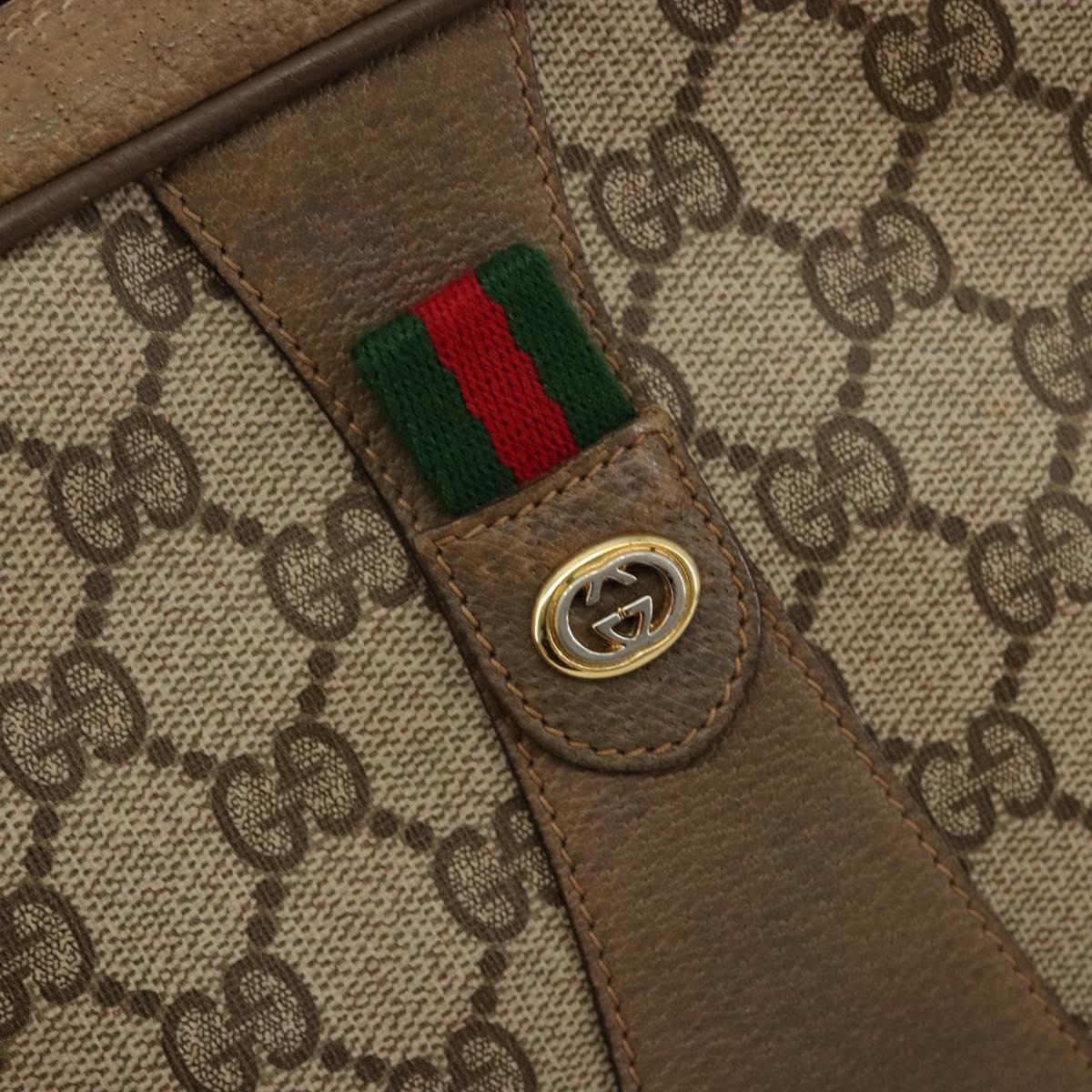 GUCCI GG Supreme Web Sherry Line Clutch Bag PVC Beige Gold 89 01 034 Auth 180063