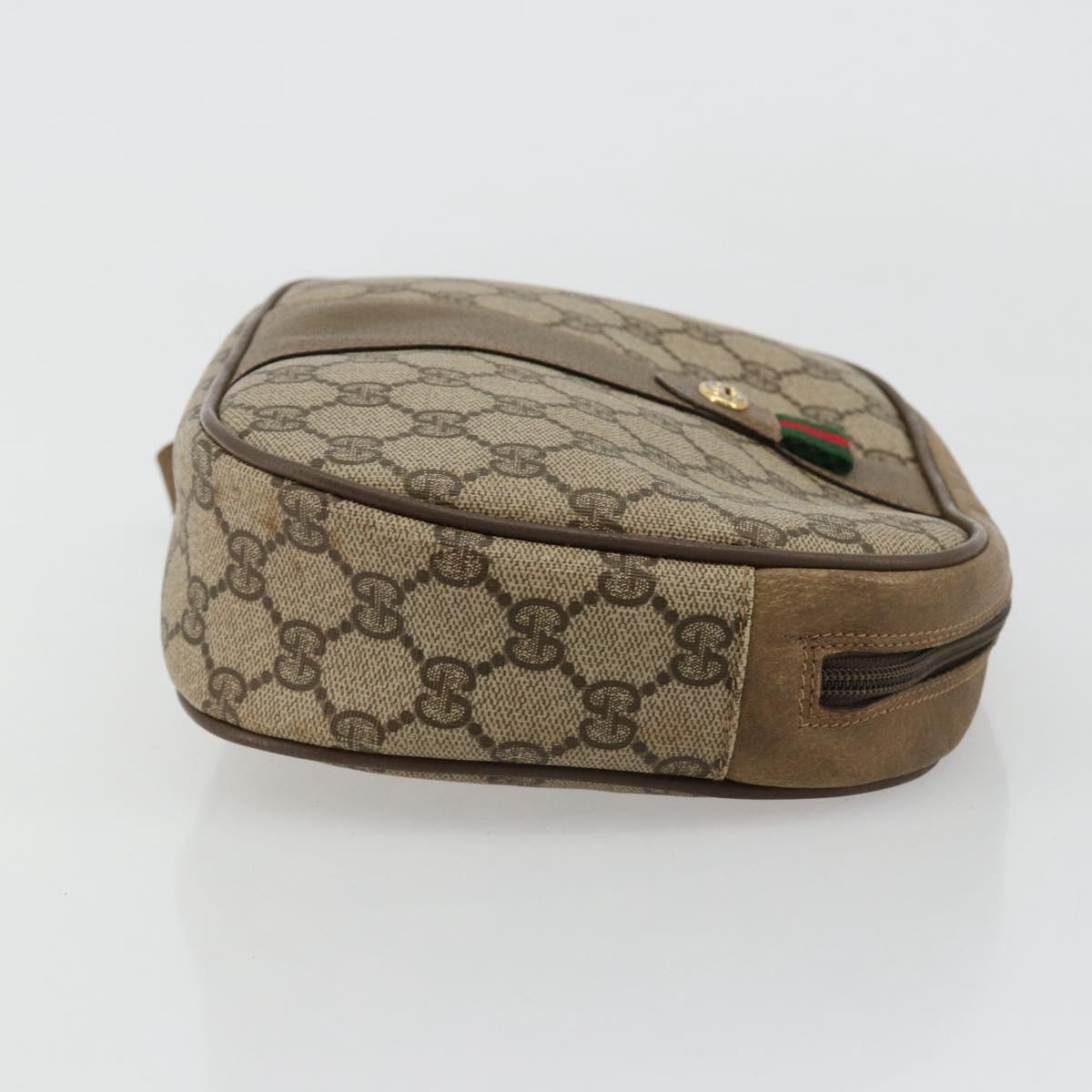 GUCCI GG Supreme Web Sherry Line Clutch Bag PVC Beige Gold 89 01 034 Auth 180063