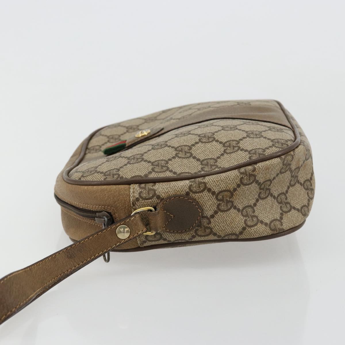 GUCCI GG Supreme Web Sherry Line Clutch Bag PVC Beige Gold 89 01 034 Auth 180063