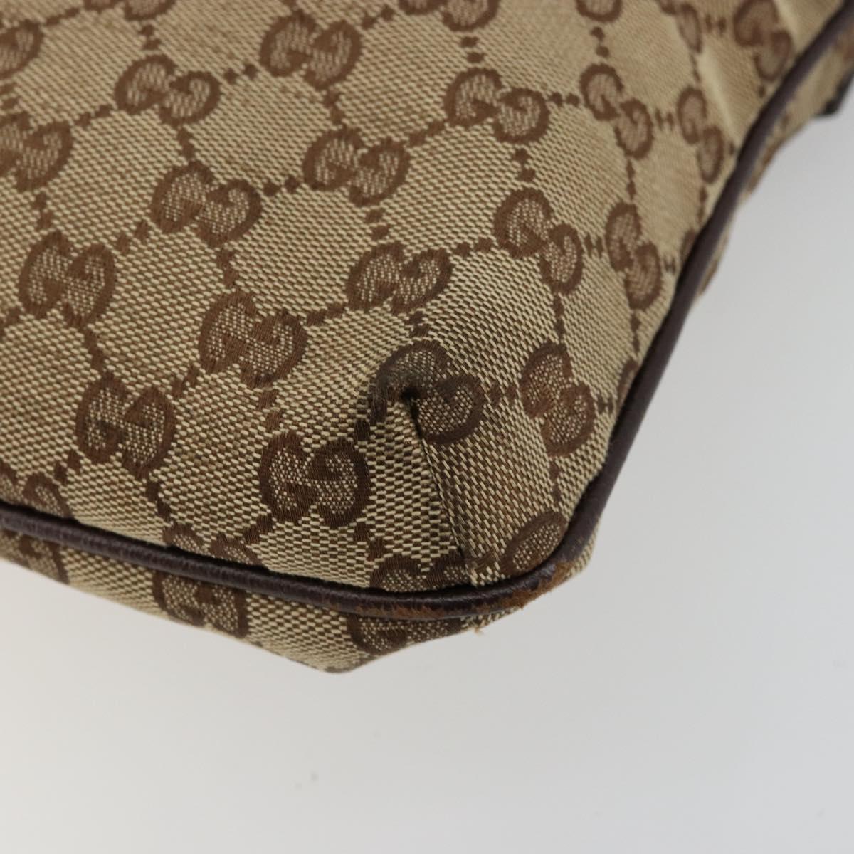 GUCCI GG Canvas Shoulder Bag Beige Silver 122793 Auth 180064