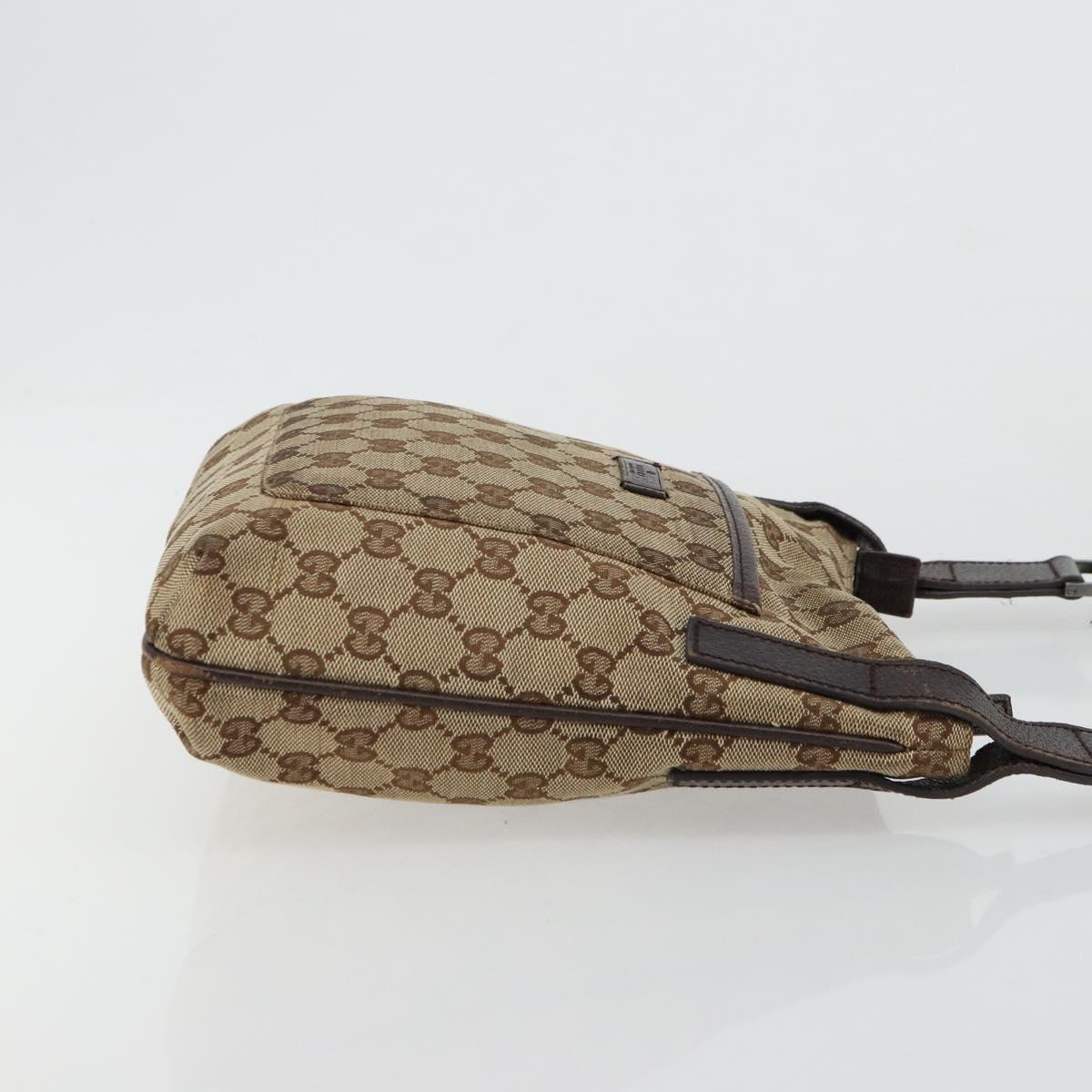 GUCCI GG Canvas Shoulder Bag Beige Silver 122793 Auth 180064