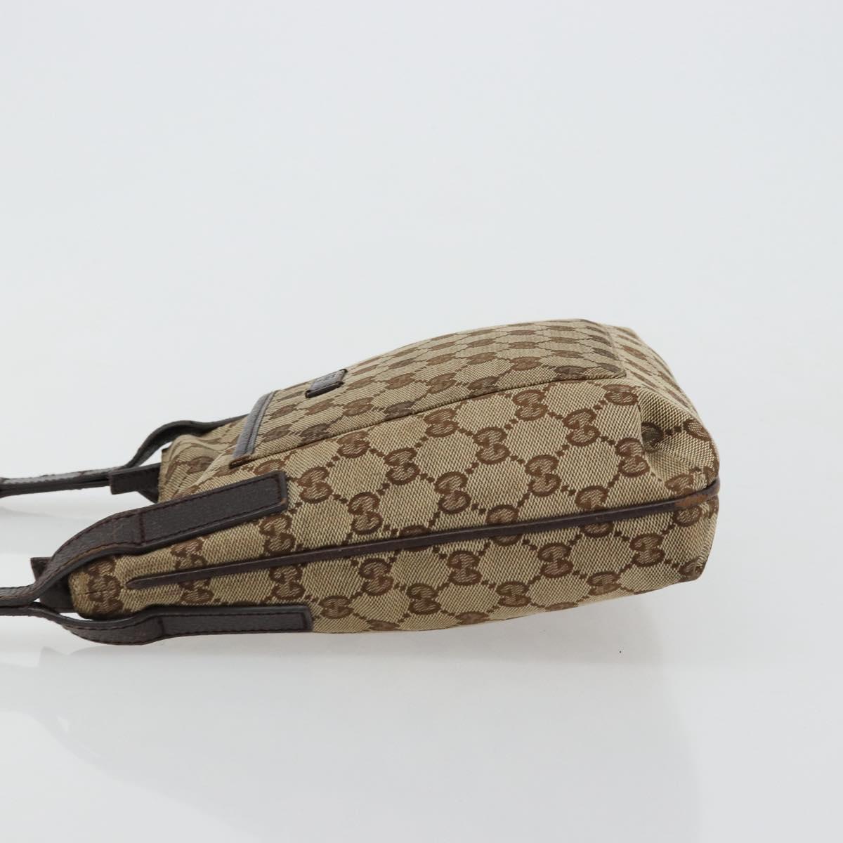 GUCCI GG Canvas Shoulder Bag Beige Silver 122793 Auth 180064