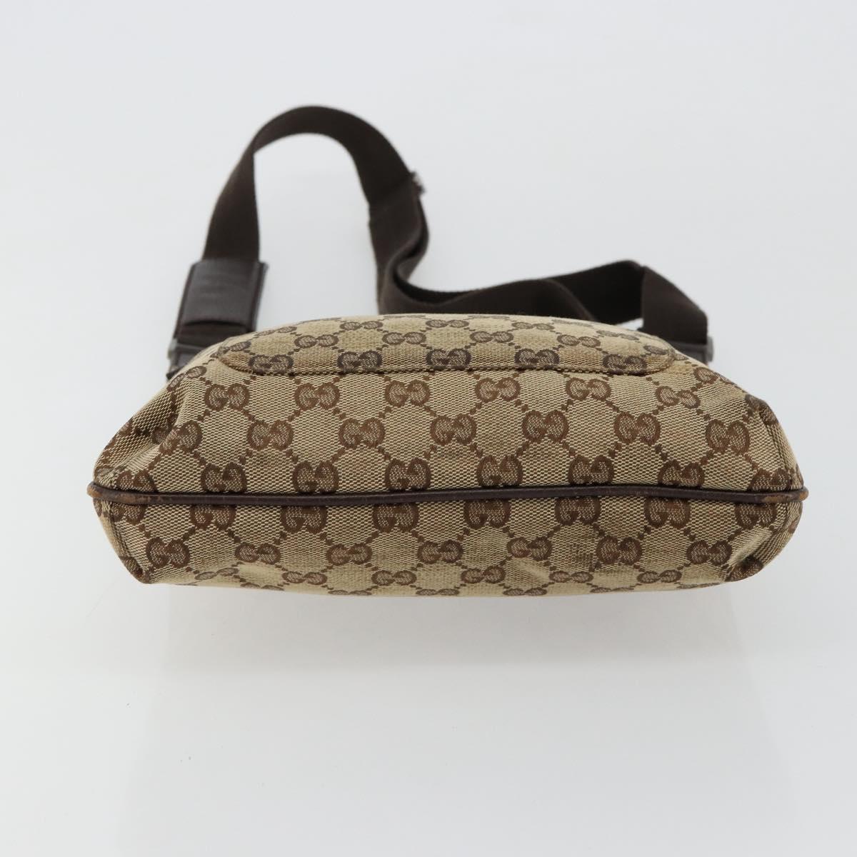 GUCCI GG Canvas Shoulder Bag Beige Silver 122793 Auth 180064
