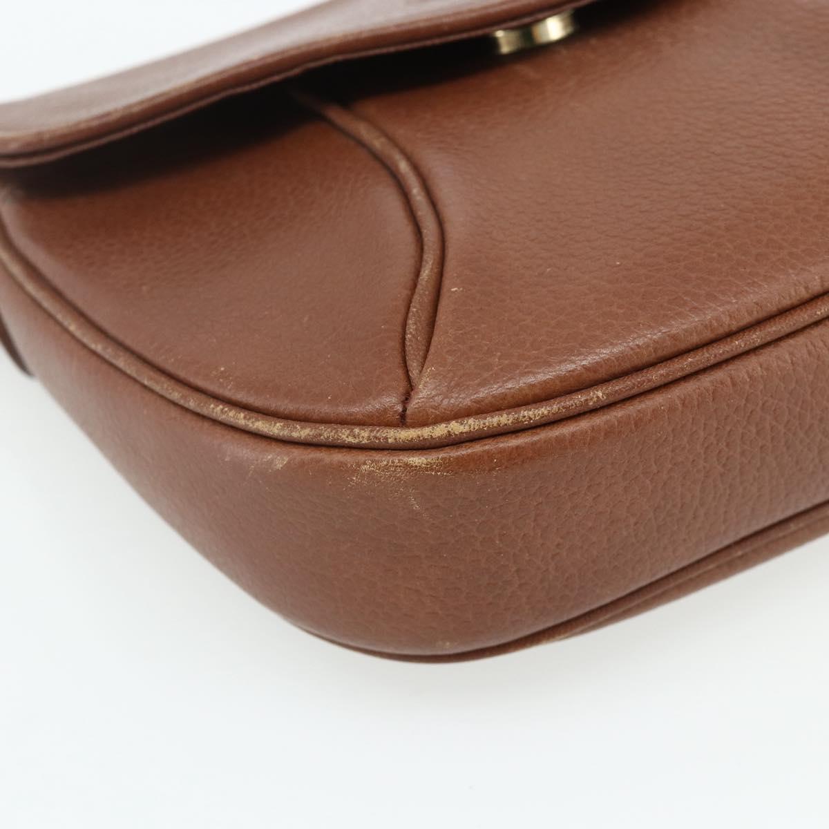Burberrys Shoulder Bag Leather Brown Gold Auth 180067