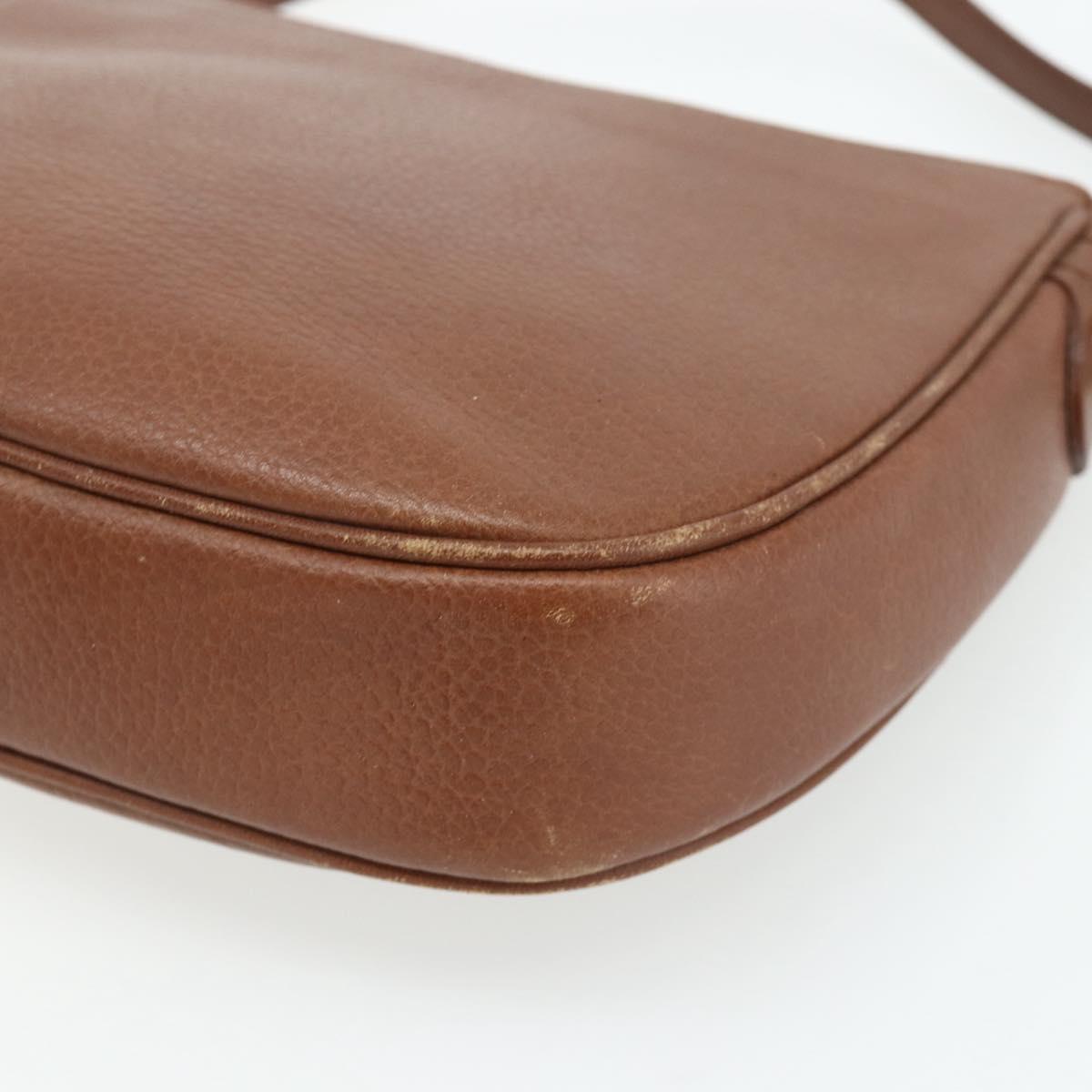 Burberrys Shoulder Bag Leather Brown Gold Auth 180067