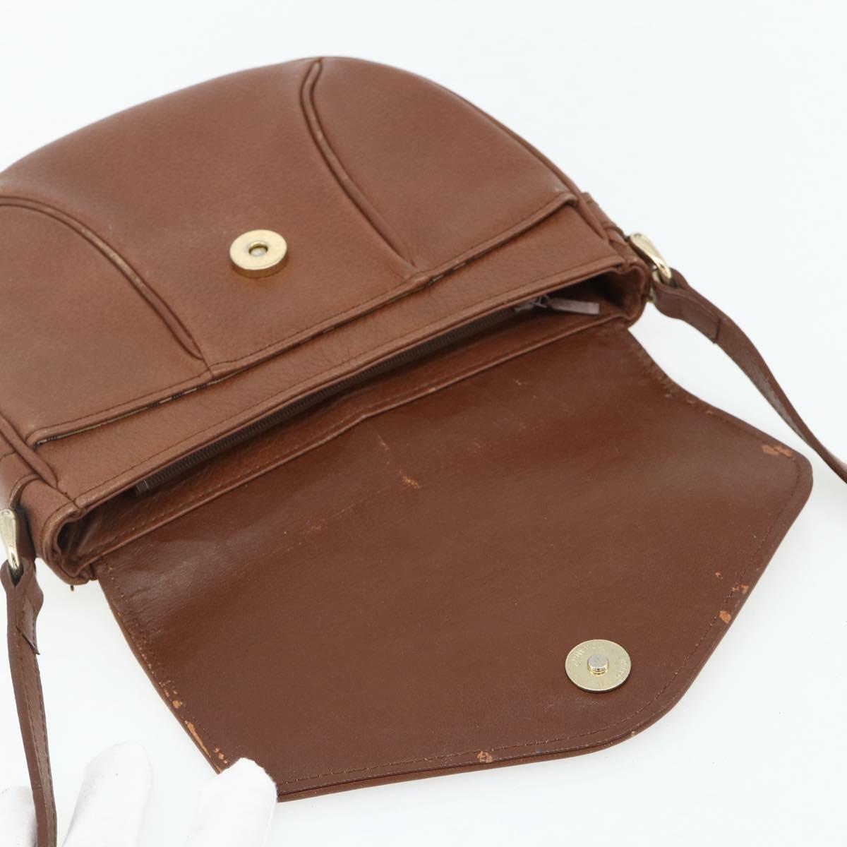 Burberrys Shoulder Bag Leather Brown Gold Auth 180067