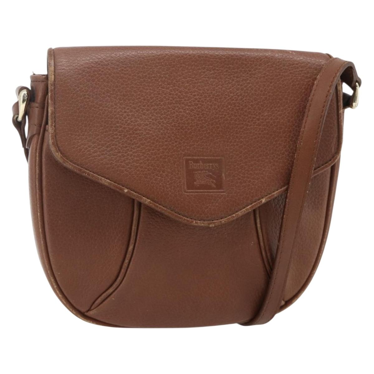 Burberrys Shoulder Bag Leather Brown Gold Auth 180067