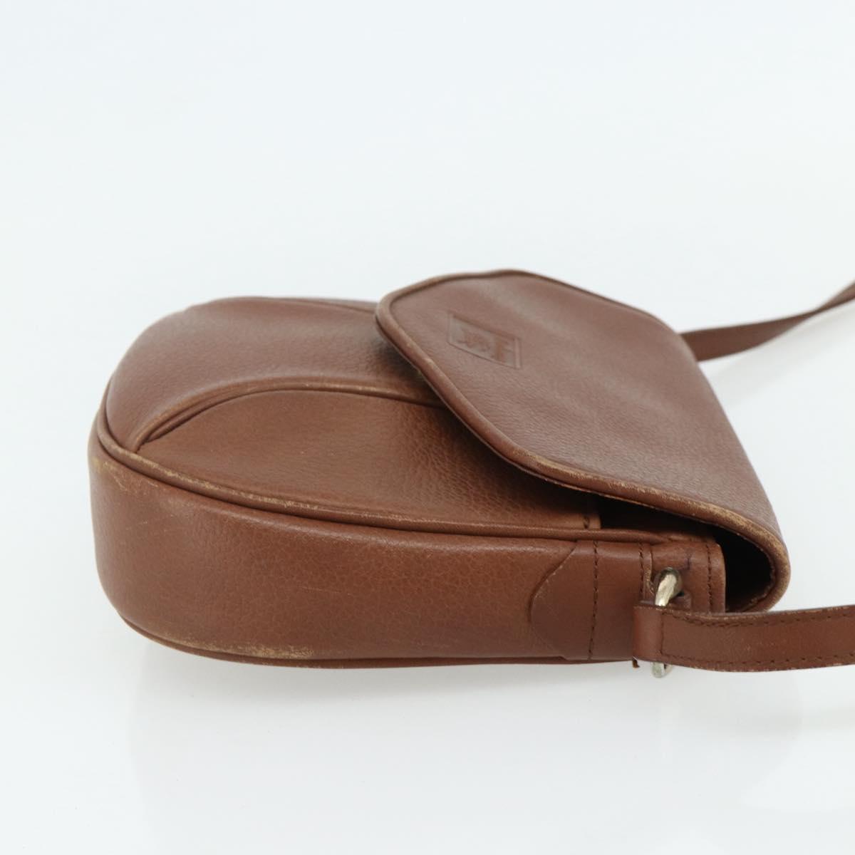 Burberrys Shoulder Bag Leather Brown Gold Auth 180067