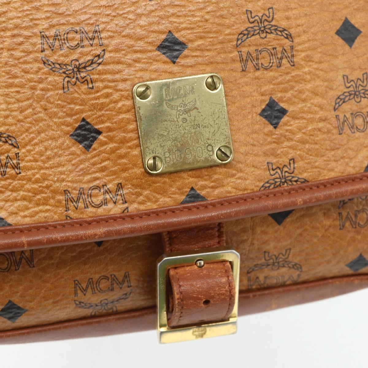MCM Vicetos Logogram Shoulder Bag PVC Brown Gold Auth 180068