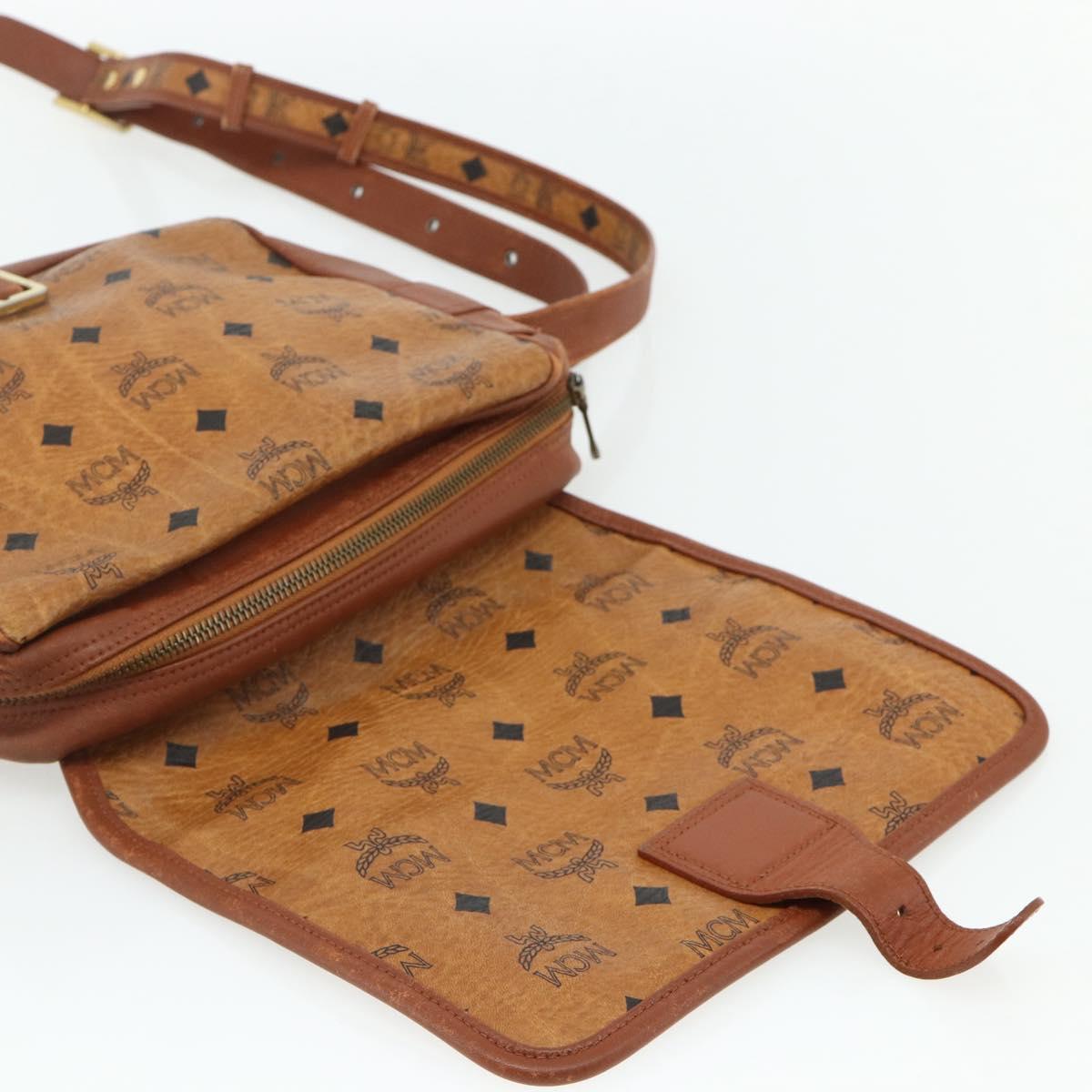 MCM Vicetos Logogram Shoulder Bag PVC Brown Gold Auth 180068