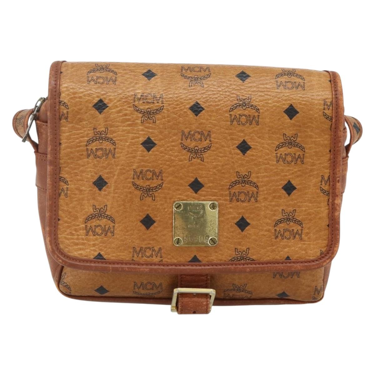 MCM Vicetos Logogram Shoulder Bag PVC Brown Gold Auth 180068