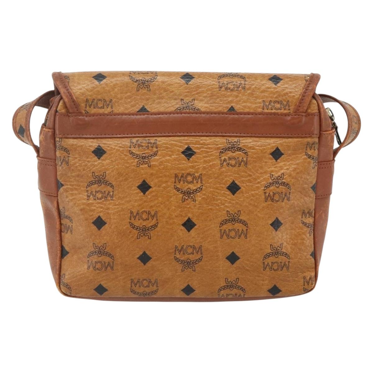 MCM Vicetos Logogram Shoulder Bag PVC Brown Gold Auth 180068