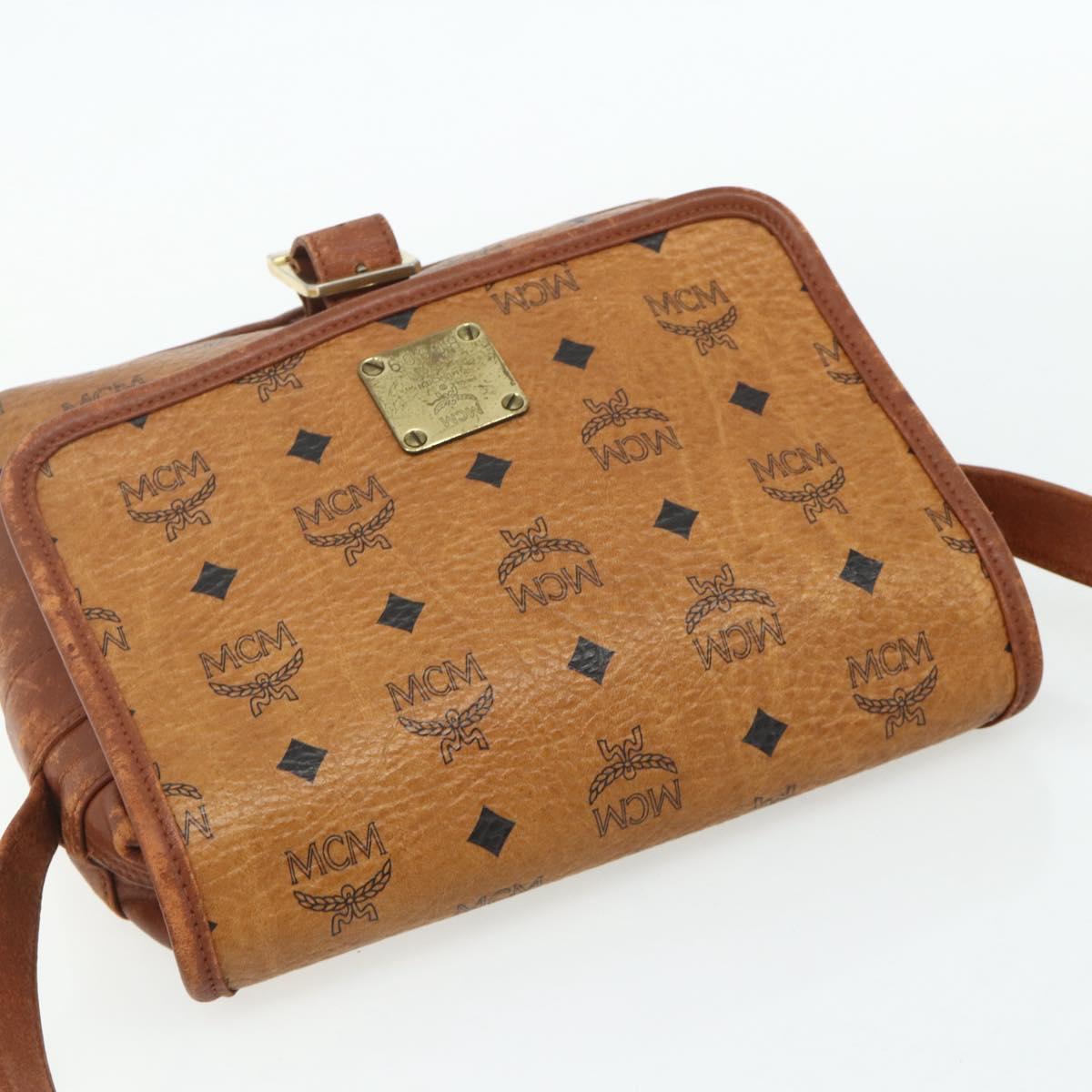 MCM Vicetos Logogram Shoulder Bag PVC Brown Gold Auth 180068