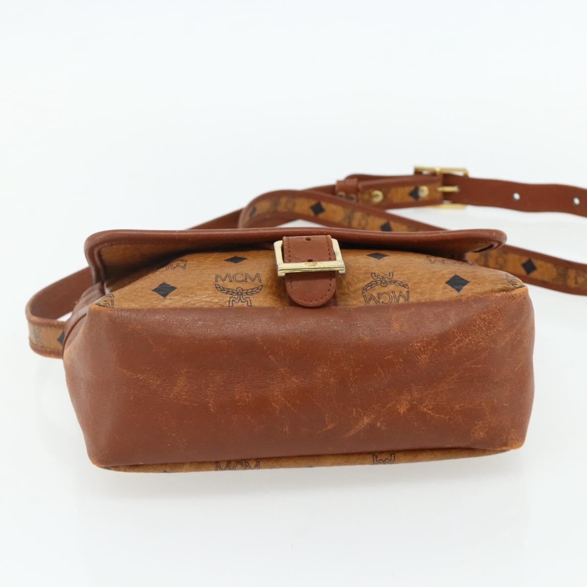 MCM Vicetos Logogram Shoulder Bag PVC Brown Gold Auth 180068