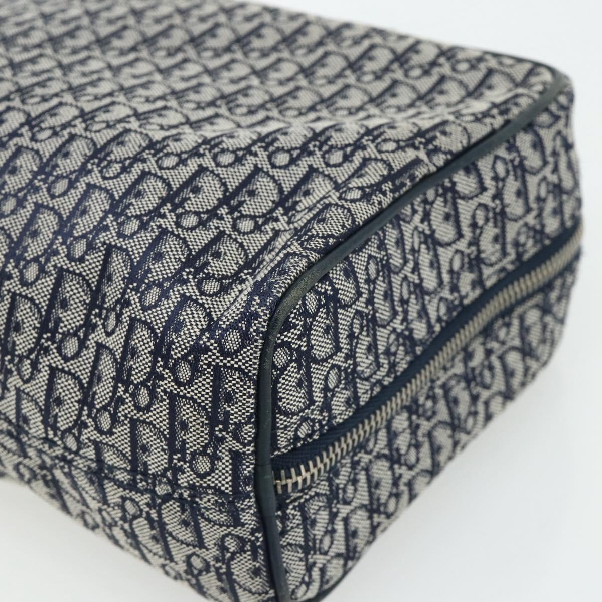 Christian Dior Trotter Canvas Hand Bag Navy Silver Auth 180069A