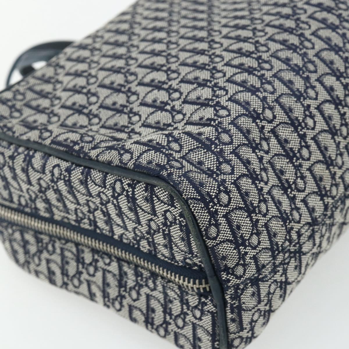 Christian Dior Trotter Canvas Hand Bag Navy Silver Auth 180069A