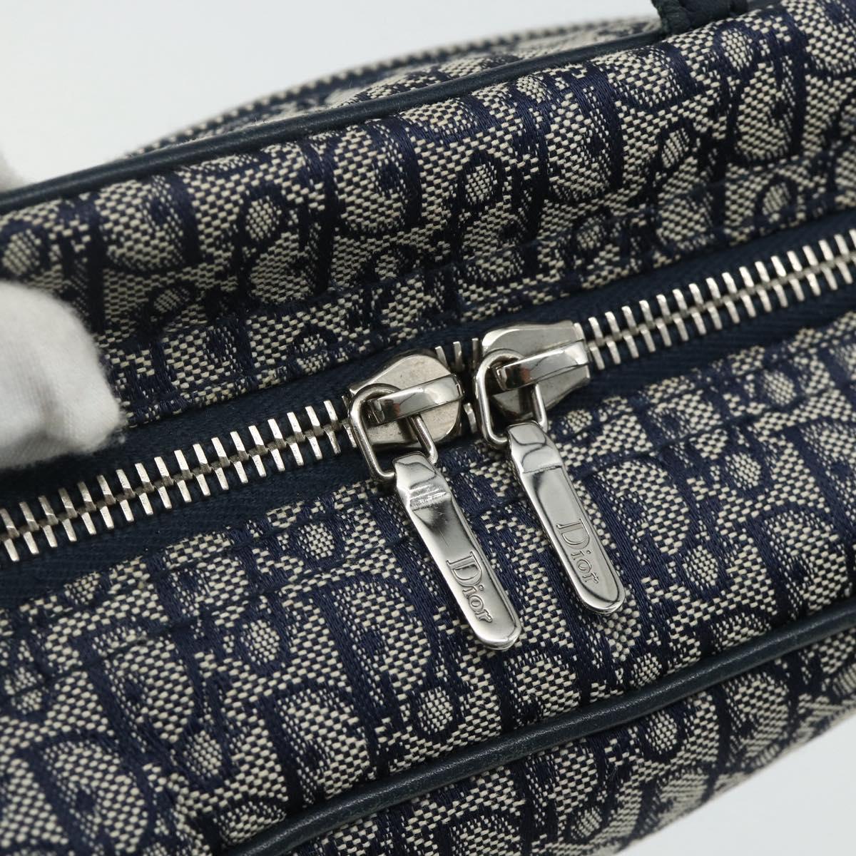 Christian Dior Trotter Canvas Hand Bag Navy Silver Auth 180069A
