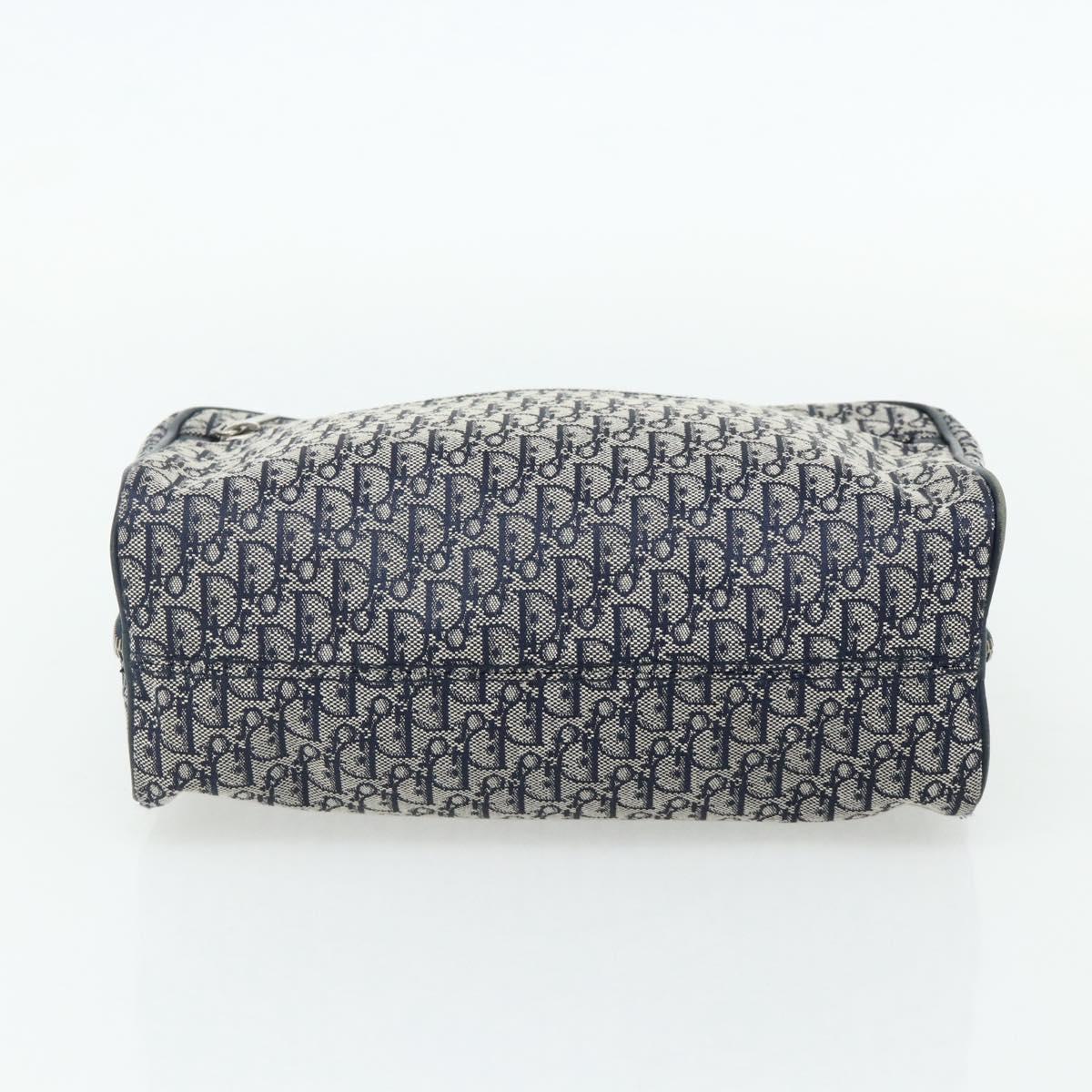 Christian Dior Trotter Canvas Hand Bag Navy Silver Auth 180069A
