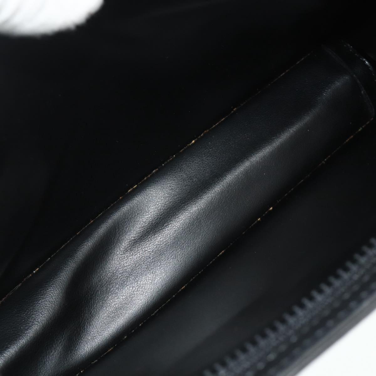 CELINE Clutch Bag Leather Black Gold Auth 180072