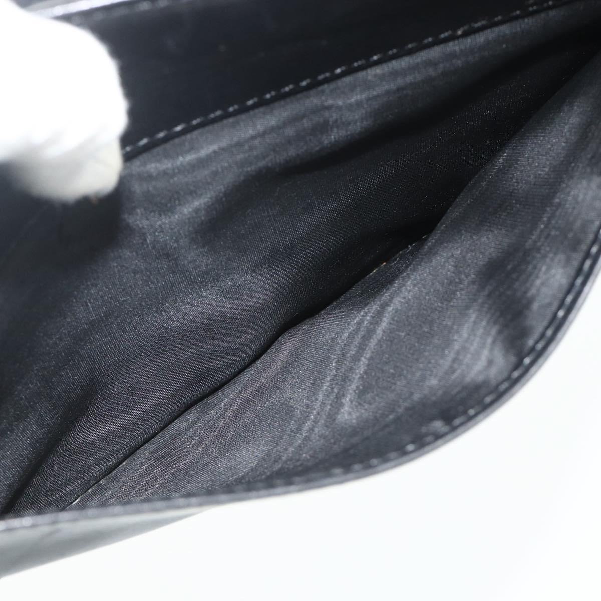 CELINE Clutch Bag Leather Black Gold Auth 180072