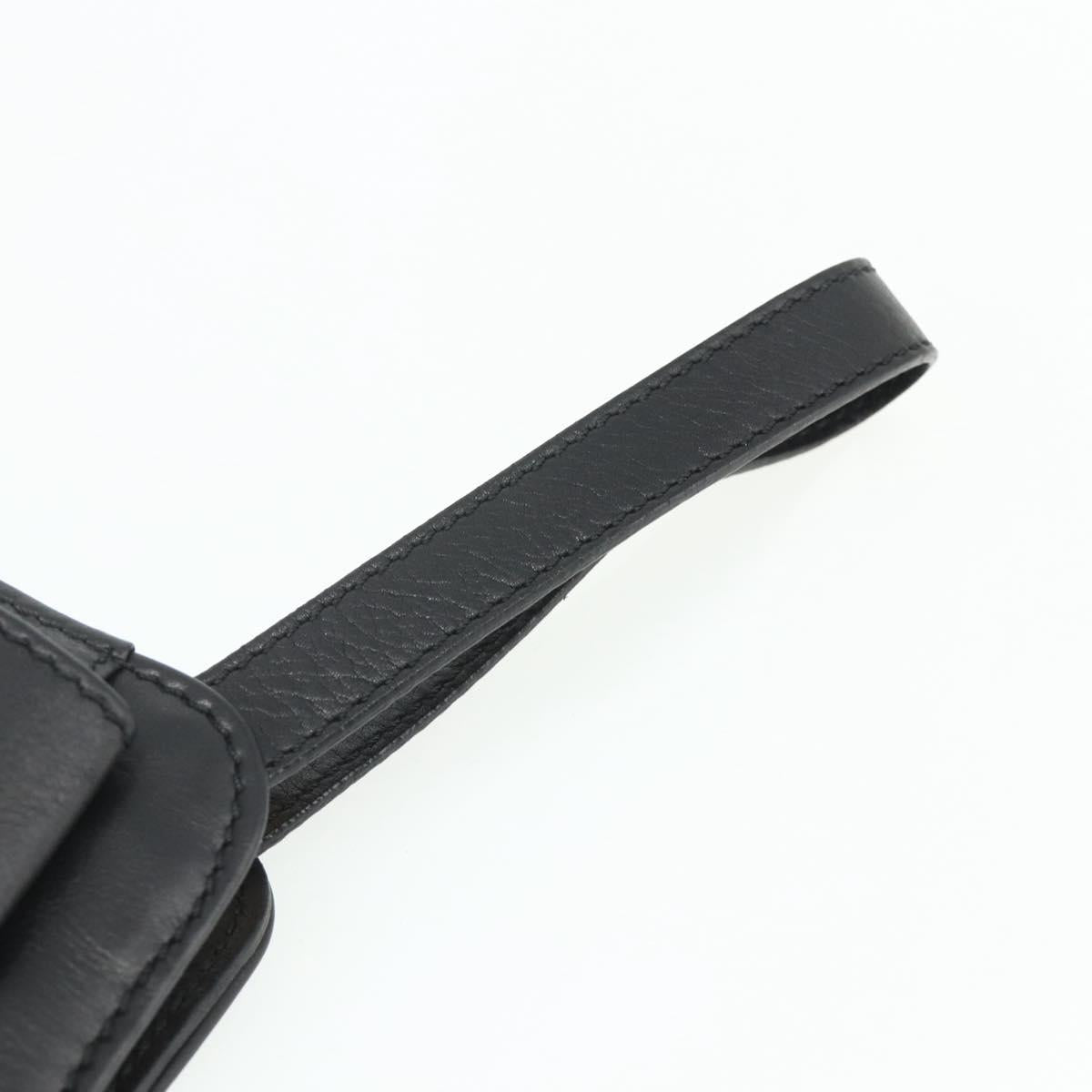 CELINE Clutch Bag Leather Black Gold Auth 180072