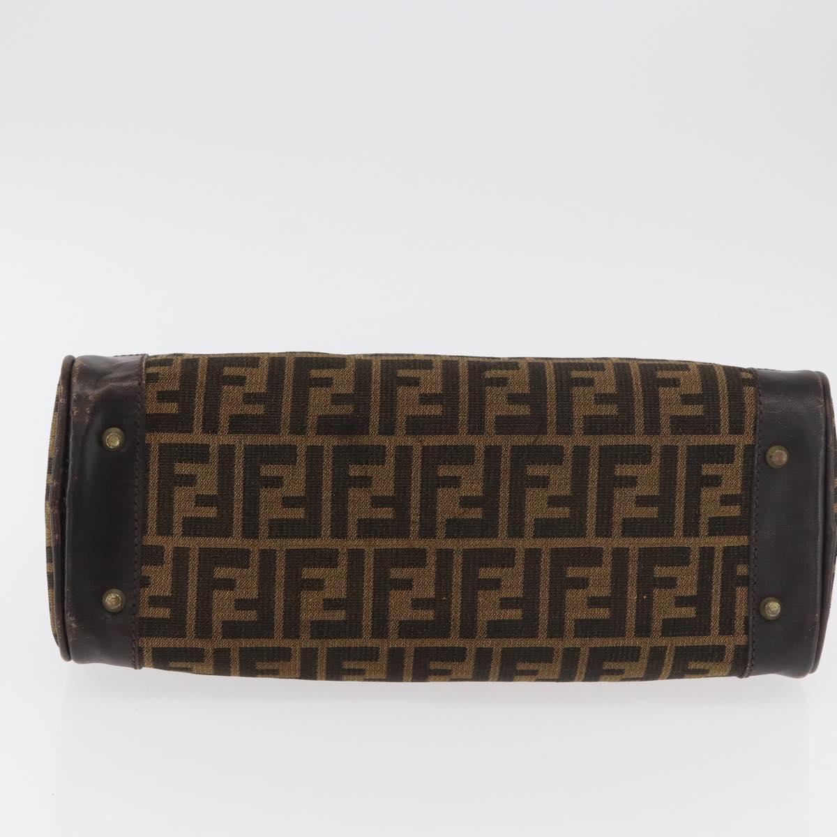 FENDI Zucca Canvas Hand Bag Black Brown Auth 180075