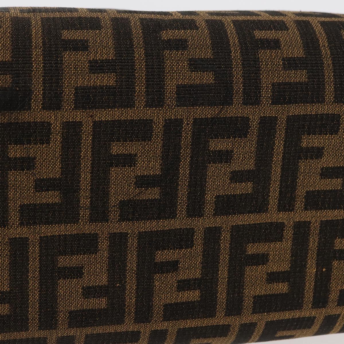 FENDI Zucca Canvas Hand Bag Black Brown Auth 180075