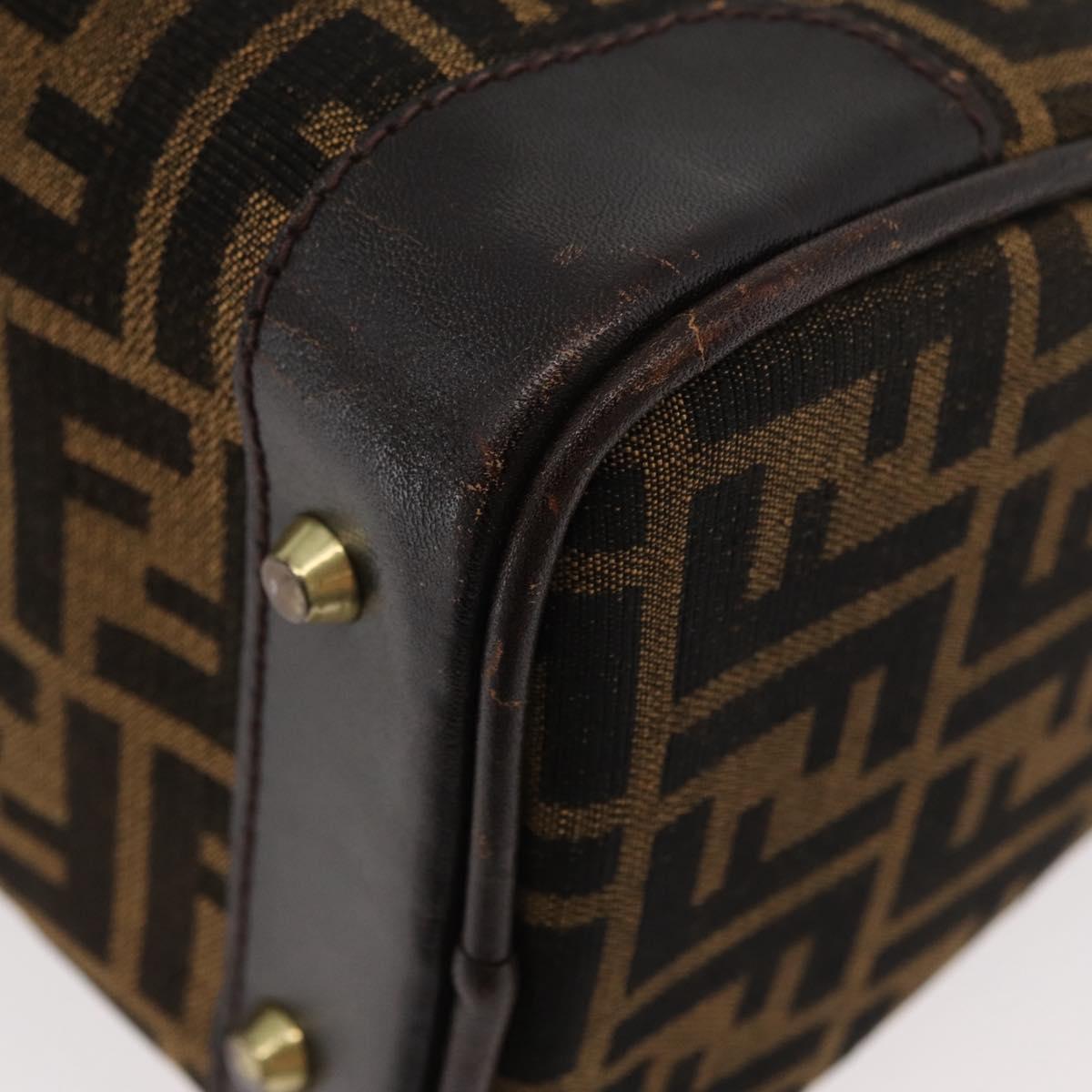 FENDI Zucca Canvas Hand Bag Black Brown Auth 180075