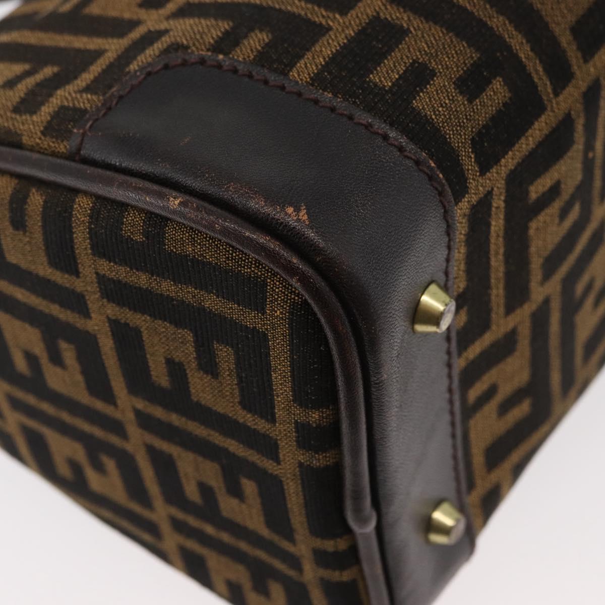FENDI Zucca Canvas Hand Bag Black Brown Auth 180075