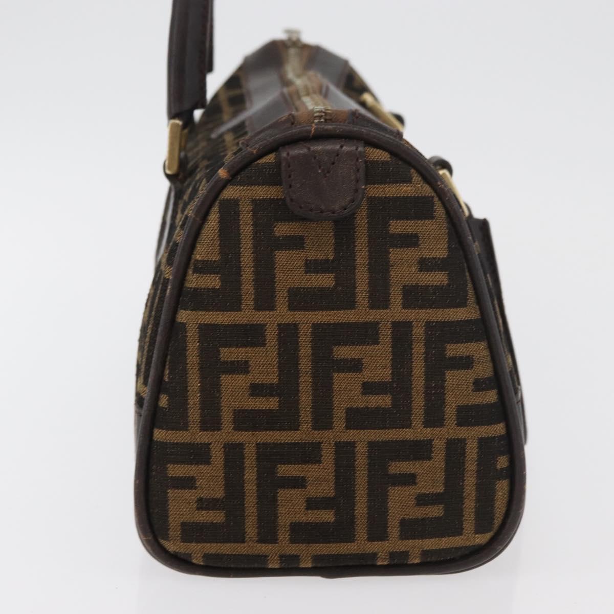 FENDI Zucca Canvas Hand Bag Black Brown Auth 180075