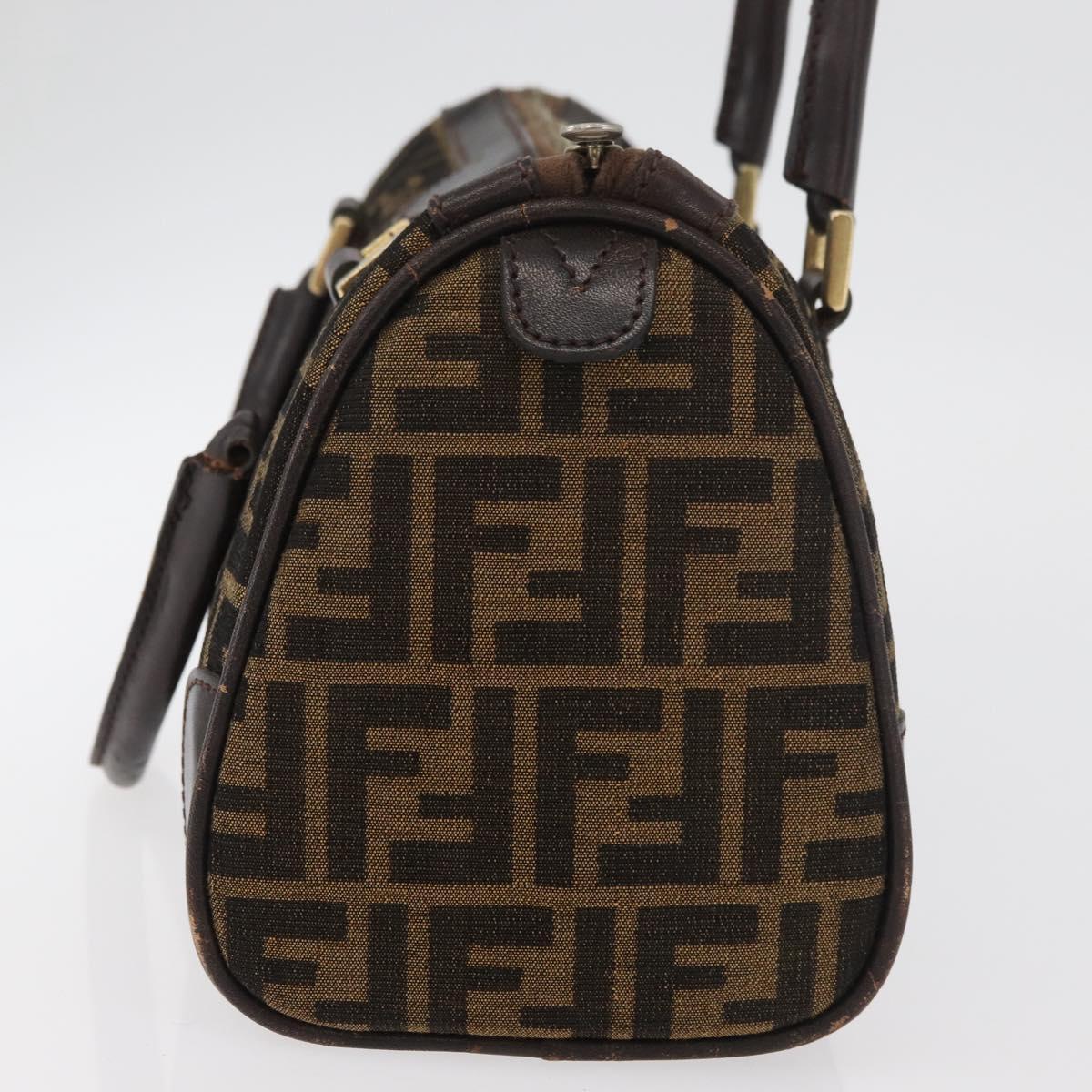 FENDI Zucca Canvas Hand Bag Black Brown Auth 180075