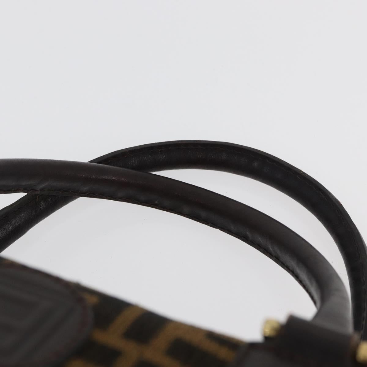FENDI Zucca Canvas Hand Bag Black Brown Auth 180075